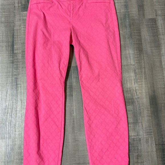 Lilly Pulitzer Kelly Jacquard Sunset Pink Skinny Ankle Pants Size 8 - Picture 2 of 5